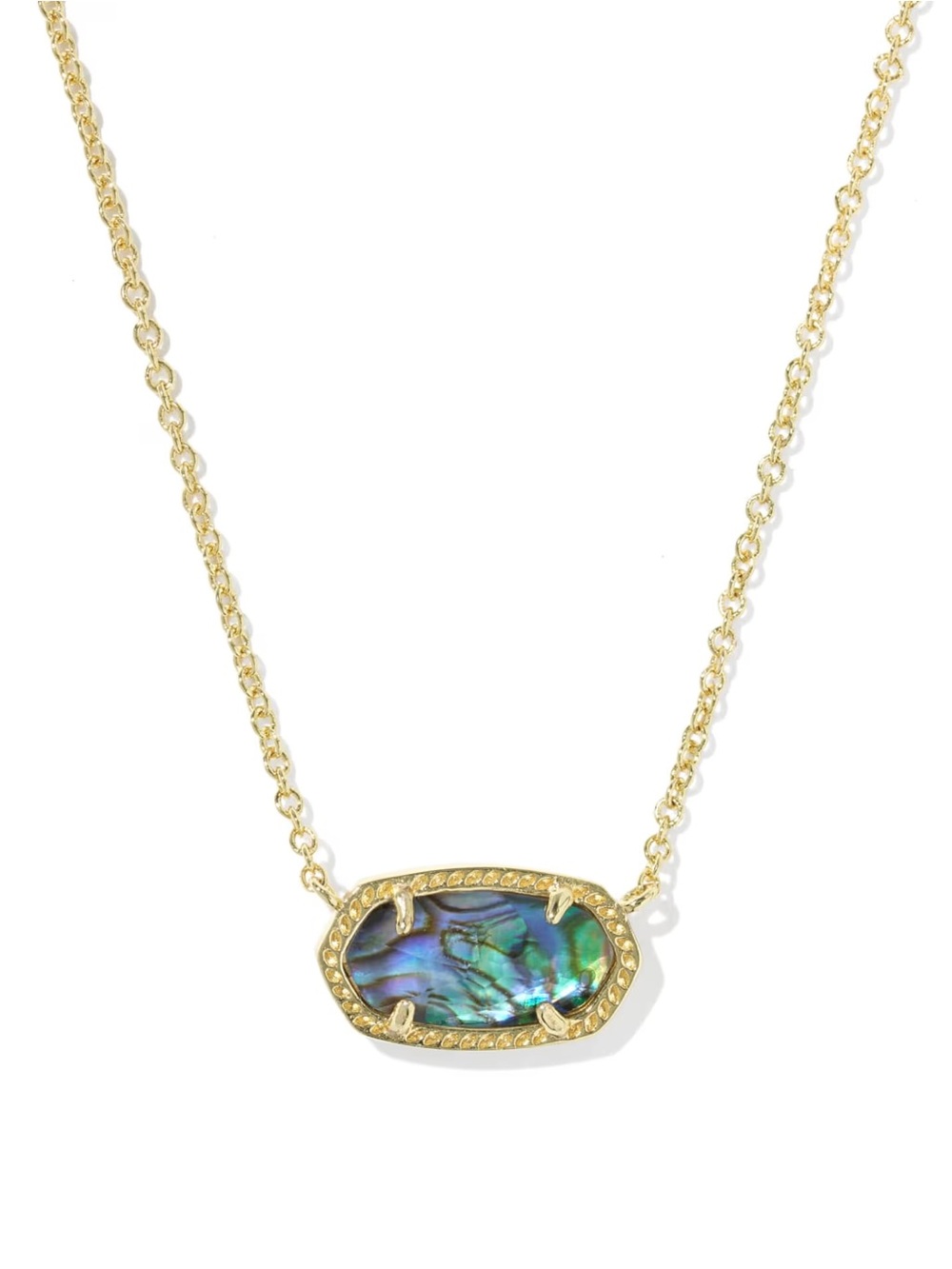 Kendra Scott Gold Necklace with Iridescent Abalone Stone - Green Blue